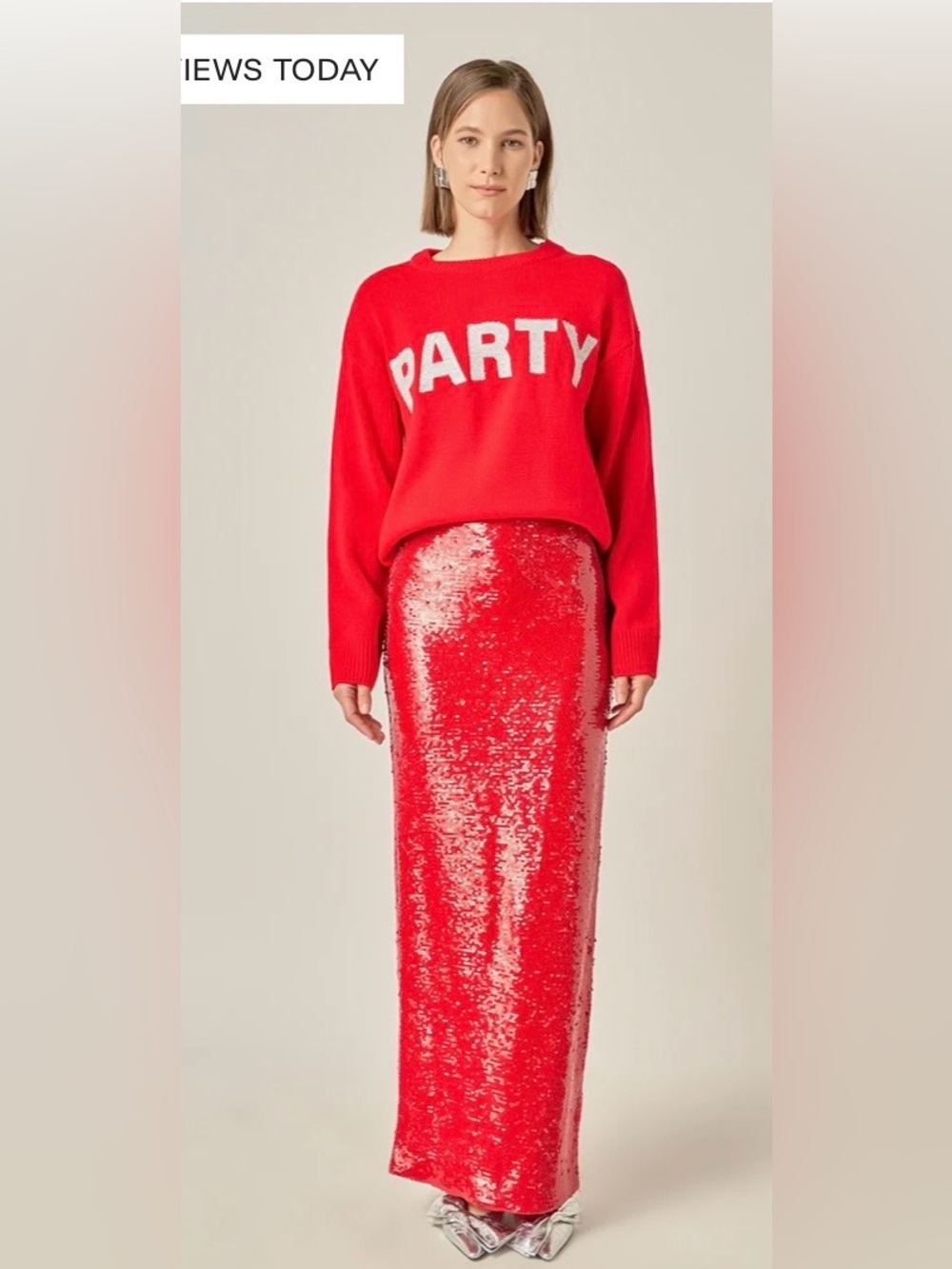 English Factory Party Glitter Lettering Sweater